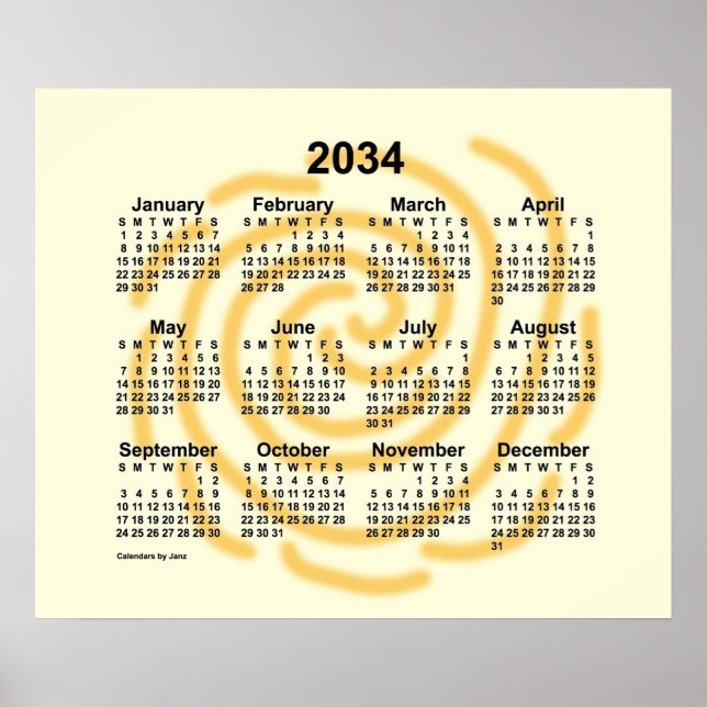Póster Calendario de días soleados 2034 de Janz Poster (Frente)