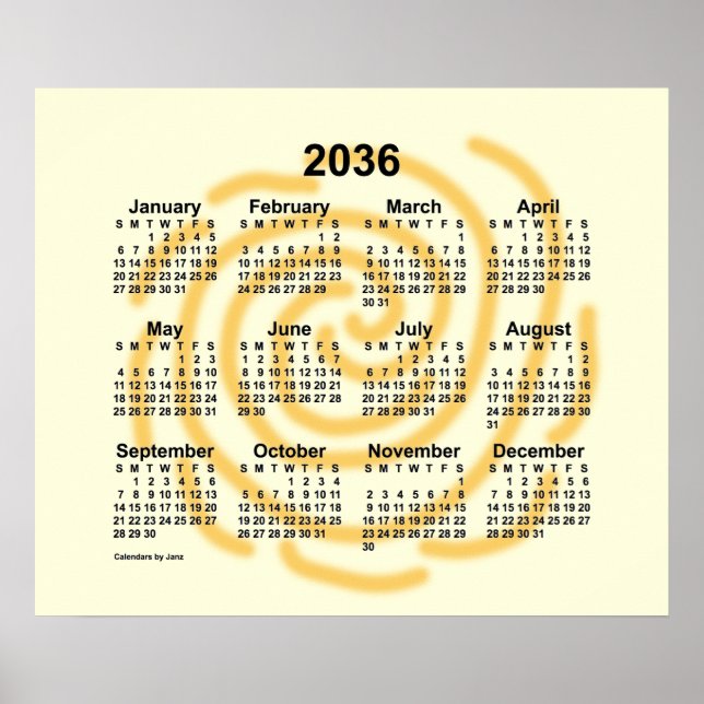 Póster Calendario de días soleados de 2036 por Janz (Frente)