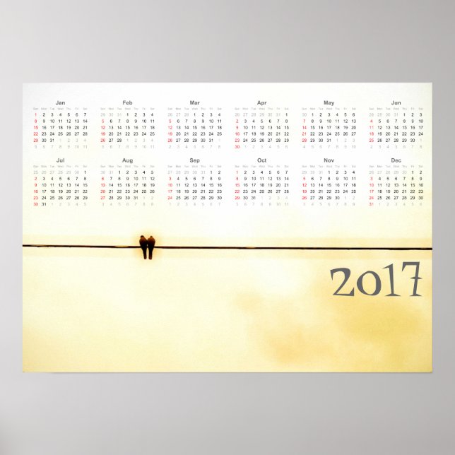 Póster Calendario de enamorados 2017 (Frente)