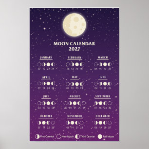 Póster Calendario de fases lunares de la galaxia de ciclo