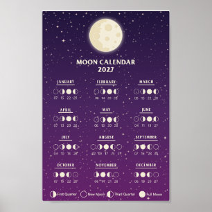 Póster Calendario de Fases Lunares de la Galaxia de Ciclo