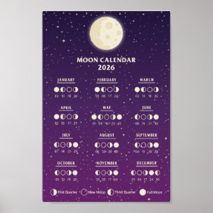 Póster Calendario de fases lunares de la galaxia de ciclo