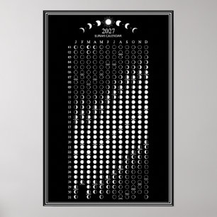 Póster Calendario de fases lunares minimalista de 2027