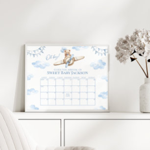 Póster Calendario de Fecha de Nacimiento de Niño Avión de