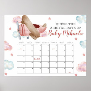 Póster Calendario de Fecha de Nacimiento del Bebe en Lluv