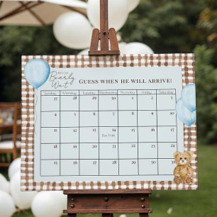 Póster Calendario de fecha de vencimiento azul de Teddy B