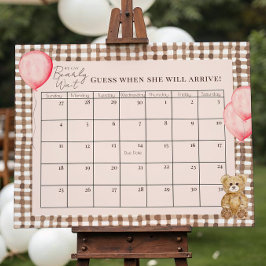 Póster Calendario de fecha de vencimiento de Baby Shower 