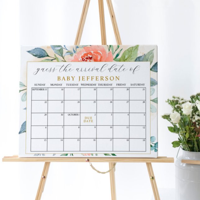 Póster Calendario de Fecha Probable de Parto Floral Rosa  (Subido por el creador)