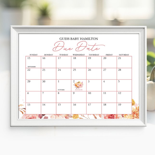Póster Calendario de fecha probable de parto para shower  (Subido por el creador)
