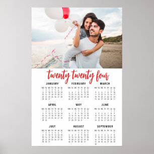 Póster Calendario de fotos 2019 cartel de 1 página rojo