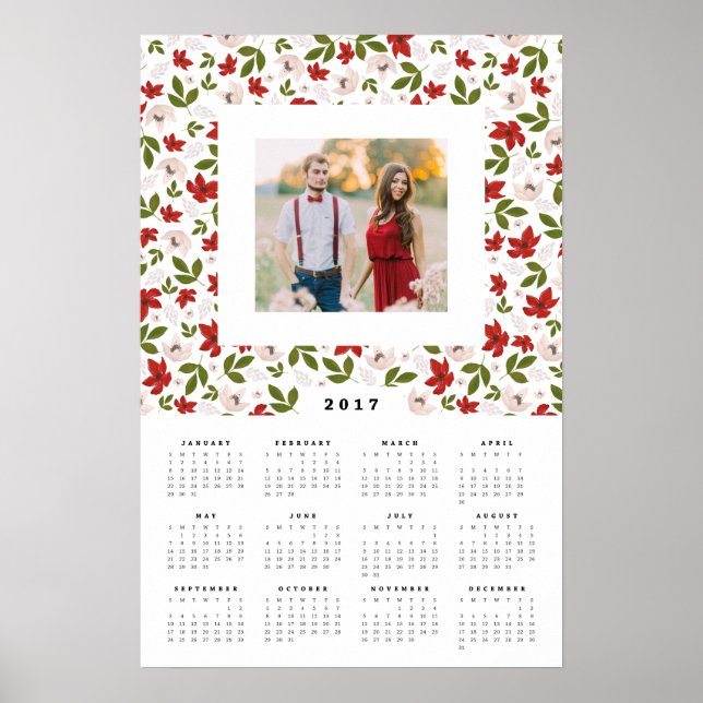 Póster Calendario de Fotos Anual Festivo Florals 16x24 20 (Frente)