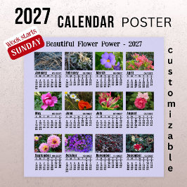 Póster Calendario de Fotos de Flores 2027 - Semana de dom