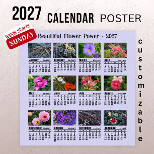 Póster Calendario de Fotos de Flores 2027 - Semana de dom