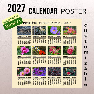 Póster Calendario de Fotos de Flores 2027 - Semana del Lu