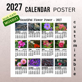 Póster Calendario de Fotos de Flores 2027 - Semana del Lu