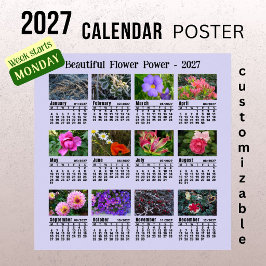 Póster Calendario de Fotos de Flores 2027 - Semana del Lu