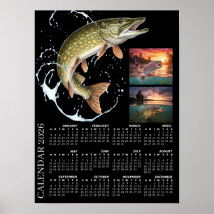 Póster Calendario de Fotos de Pesca 2026, Pesca Deportiva