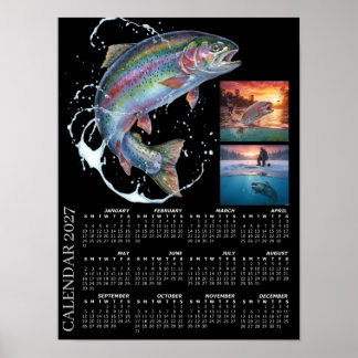Póster Calendario de Fotos de Pesca 2027, Pesca con Mosca