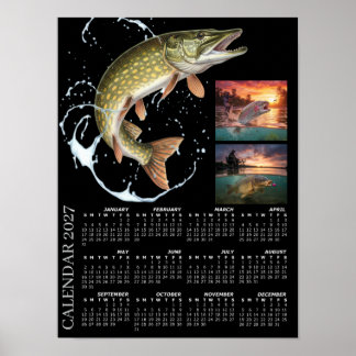 Póster Calendario de Fotos de Pesca 2027, Pesca Deportiva