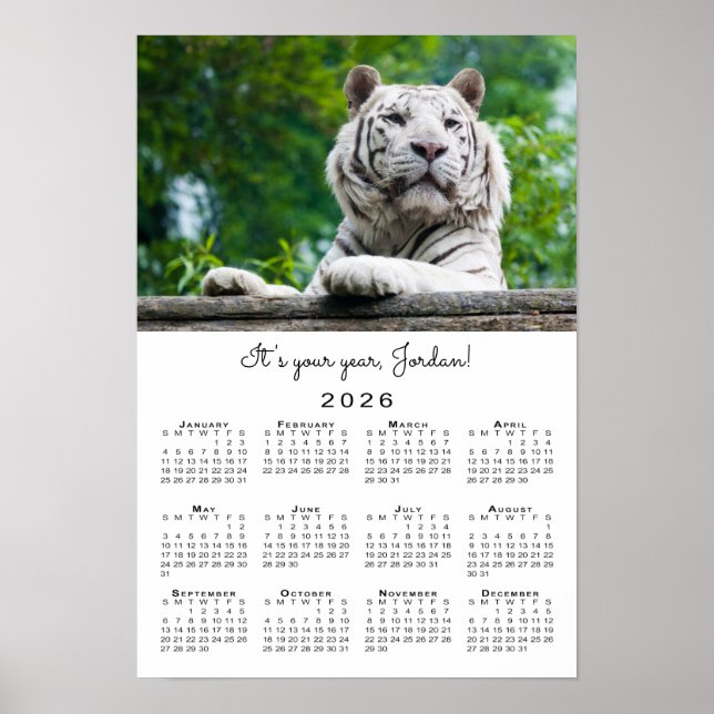 Póster Calendario de fotos de tigres de Personalizado ins (Frente)