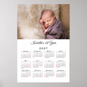 Póster Calendario de Fotos del Primer Año del Nuevo Bebé