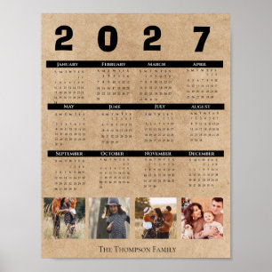 Póster Calendario de fotos familiar personalizado 2027