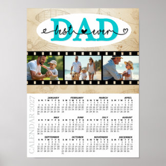 Póster Calendario de Fotos Mejor Papá 2027, Familia, Vint