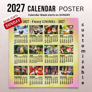 Póster Calendario de Fotos Personalizable de Gnomos Diver