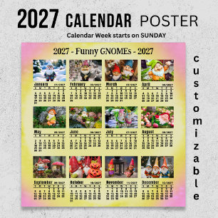 Póster Calendario de Fotos Personalizable de Gnomos Diver