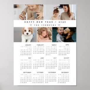 Póster Calendario de fotos personalizadas año nuevo 12 me