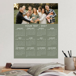 Póster Calendario de Fotos Simple 2027 Colores Personaliz