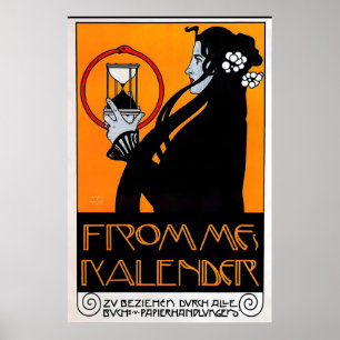 Póster Calendario de Fromme 1899 POSTER IMPRESO A5A1 Vint