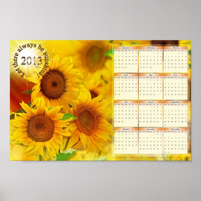 Póster Calendario de girasoles de 2013 (Frente)