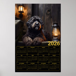Póster Calendario de Goldendoodle negro 2026