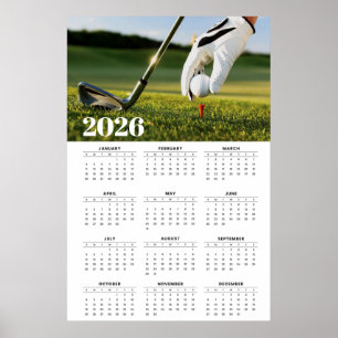 Póster Calendario de golf 2026 con fotografía de salida d