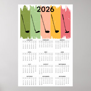 Póster Calendario de Golf 2026 en Negrita