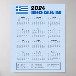 Póster Calendario de Grecia con descarga de vacaciones gr