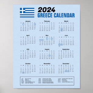 Póster Calendario de Grecia con descarga de vacaciones gr