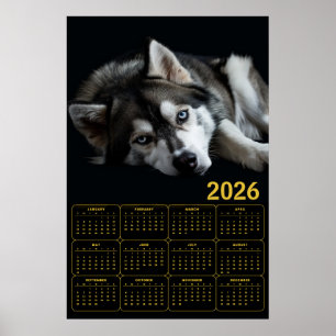 Póster Calendario de Husky Siberiano 2026
