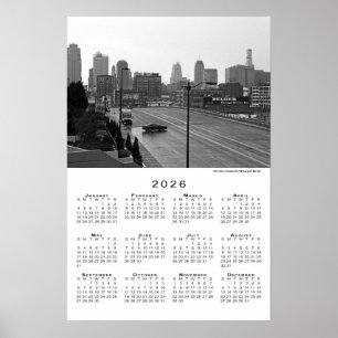Póster Calendario de Kansas City, Missouri Skyline 2026