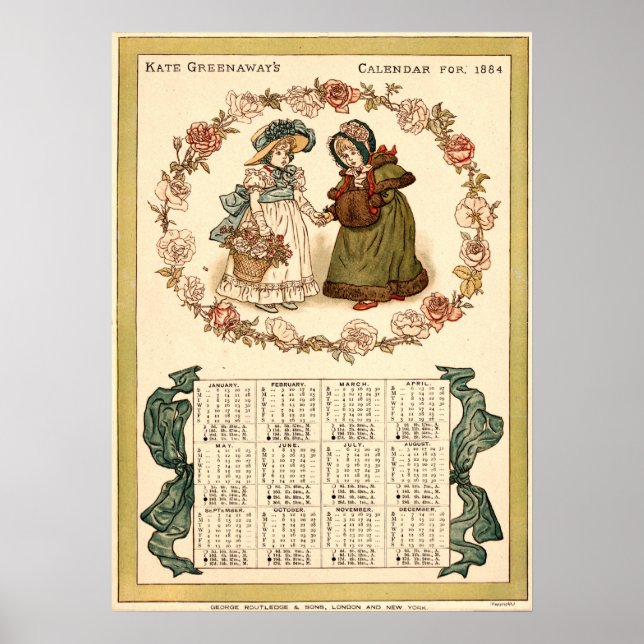 Póster Calendario de Kate Greenaway de la era victoriana  (Frente)