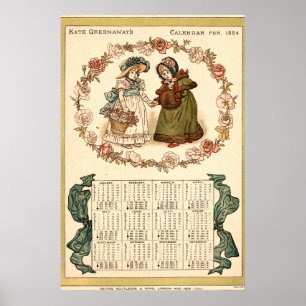 Póster Calendario de Kate Greenaway de la era victoriana 