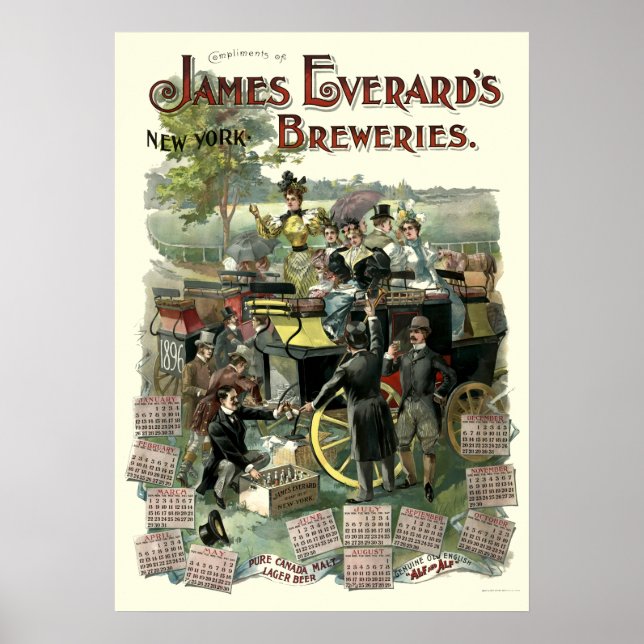 Póster Calendario de la Cervecería Victoriana Era Nueva Y (Frente)
