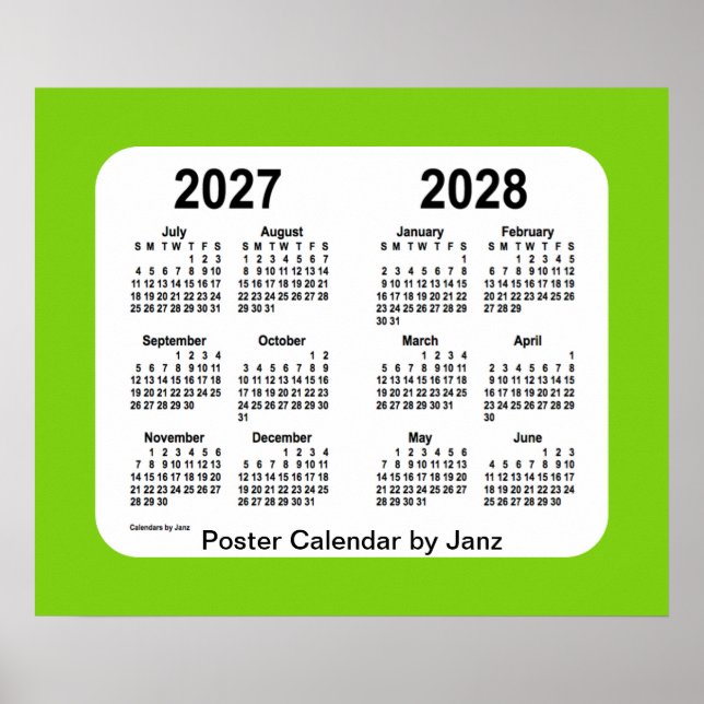 Póster Calendario de la Escuela Verde Amarilla 2027-2028, (Frente)