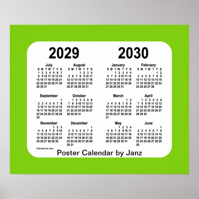 Póster Calendario de la Escuela Verde Amarilla 2029-2030, (Frente)