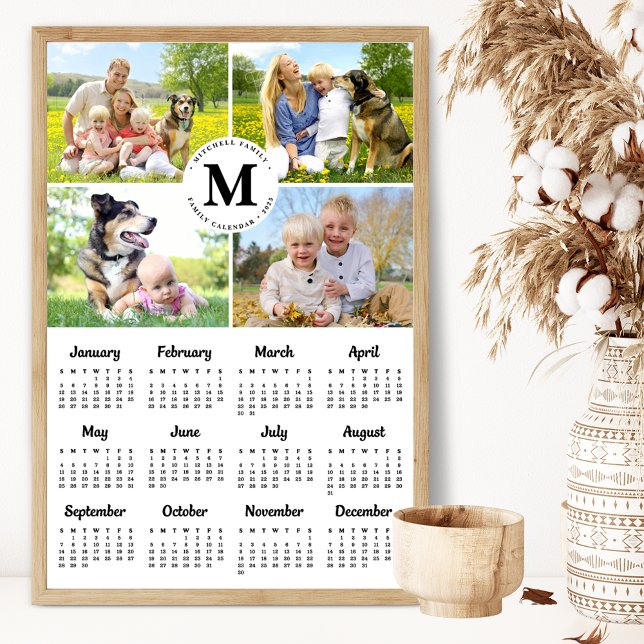Póster Calendario de la familia de monogramas de Collage  (Subido por el creador)