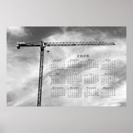 Póster Calendario de la grúa de construcción de Bella Art