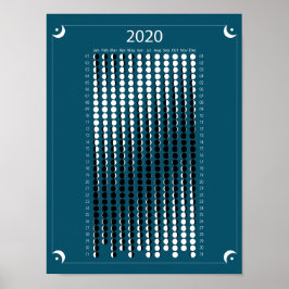 Póster Calendario de la Luna de 2020 - Azul