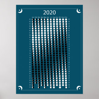 Póster Calendario de la Luna de 2020 - Azul