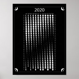 Póster Calendario de la Luna de 2020 - Negro